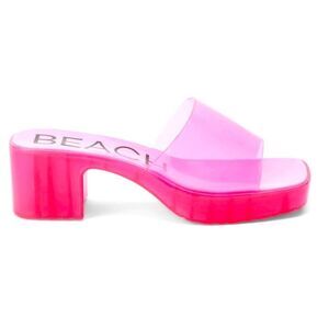 Beach by Matisse Wade Block Heel Jelly Slide Hot Pink